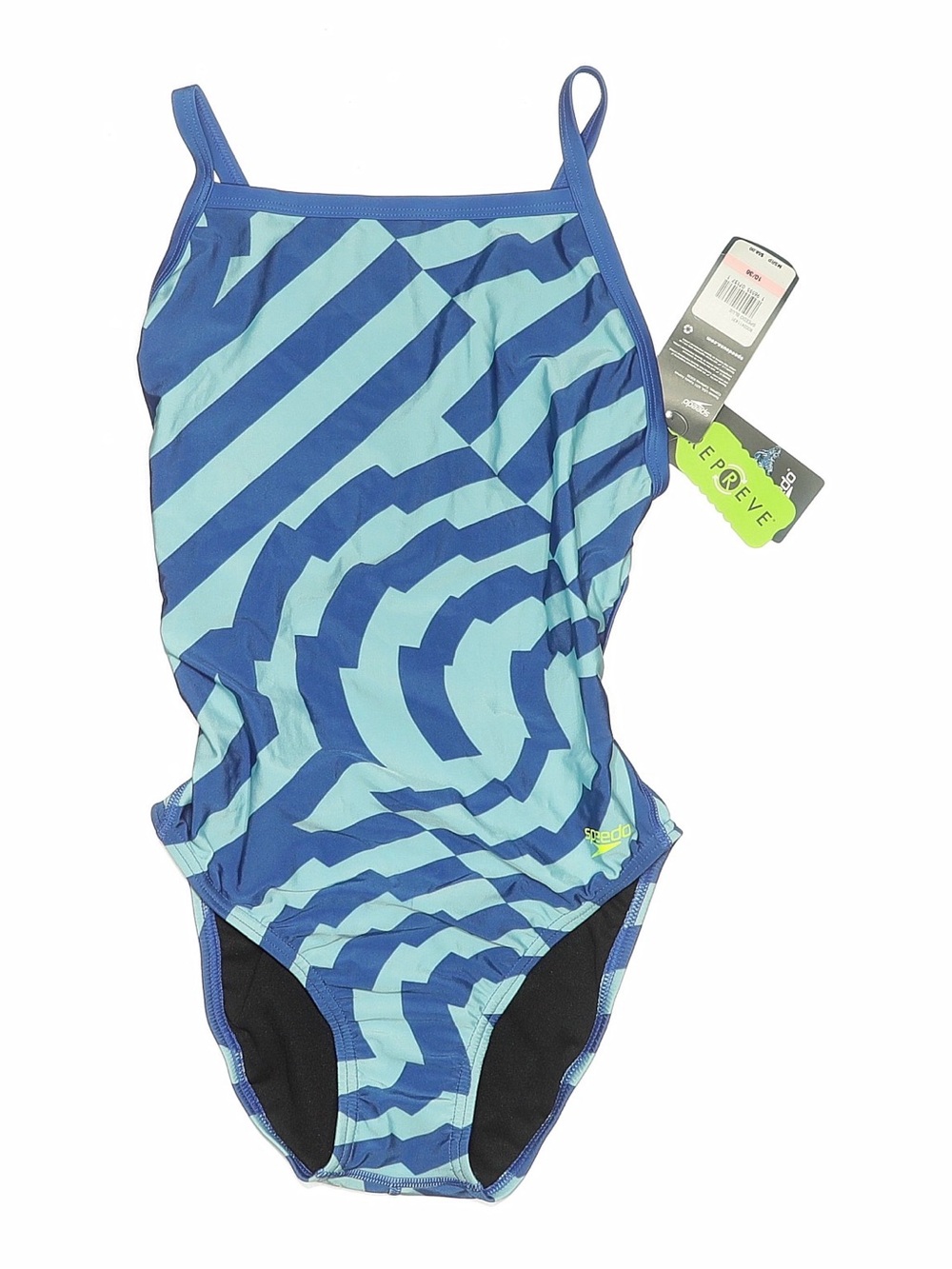 Speedo Blue and Turquoise Swirl Stripe One-Piece Swim Suit